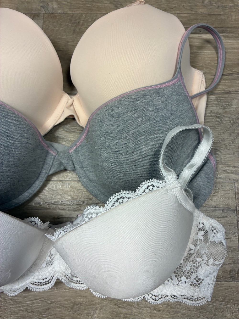 Victoria Secret 3 Underwired T Shirt Bras Lined Demi Wear Everywhere Cotton - Picture 2 of 12